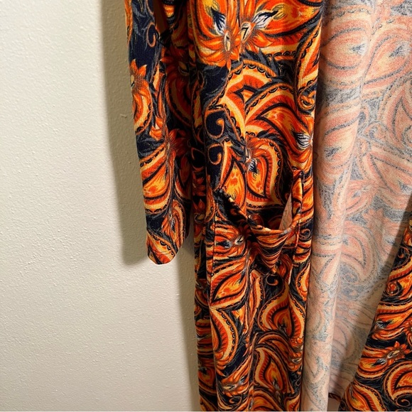 Lularoe Sarah Duster Open Cardigan Orange Paisley M - Picture 4 of 10